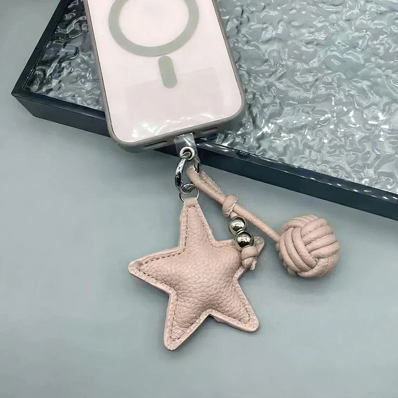 Handmade Star Woven Ball Keychain for DIY Bag Pendant Creative Gift for Women Charm Hanging Decoration Accessories