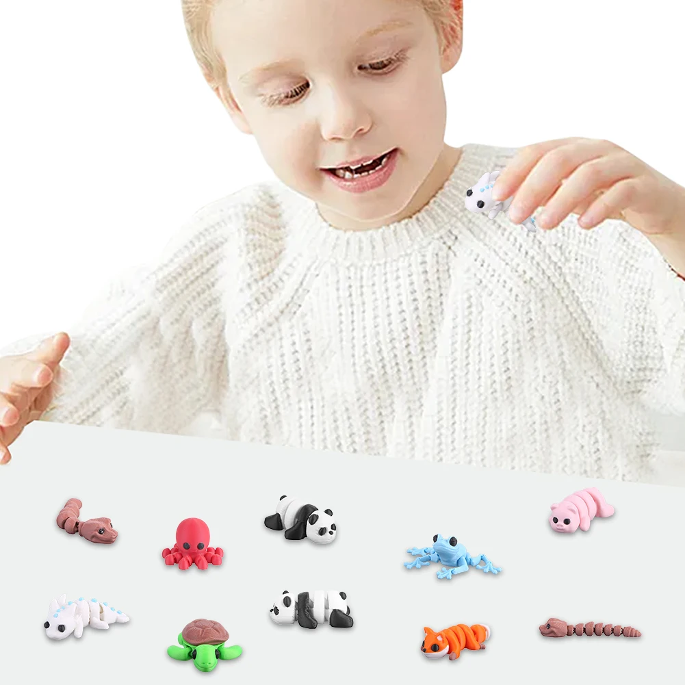 8/16pcs 3D Printed Simulation Toys Mini Animals Cute Home Ornament Cartoon Figure Adorable Animal Figurines Sets for Kids Boys