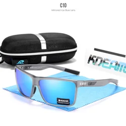 Scratch Resistant Polarized Sunglasses for Men | 100% UV Protection with Spring Hinges and Curved Temples (C10Mirrored ice blue)