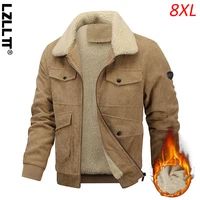 Winter Men Fleece Casual Corduroy Jacket Coat Man Thick Vintage Lapel Jacket Parka Man Cargo Classic Sherpa Jacket Plus Size 8XL 1