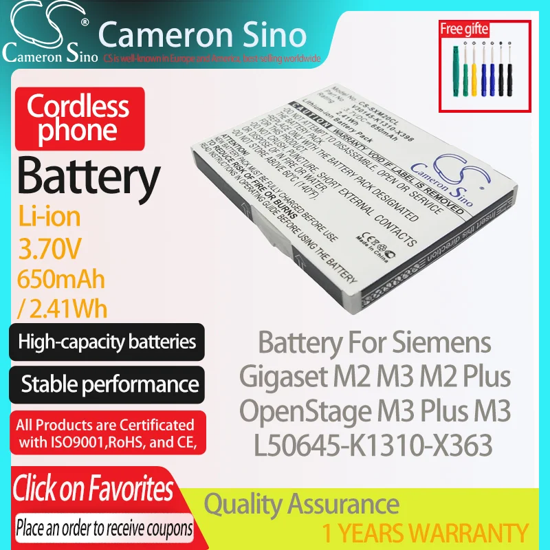 Batteria Cameronsino Per Siemens Gigaset M2 M3 M2 Plus Openstage M3 Plus M3 Adatto Per Batteria Telefono Cordless Siemens L50645-K1310-X363