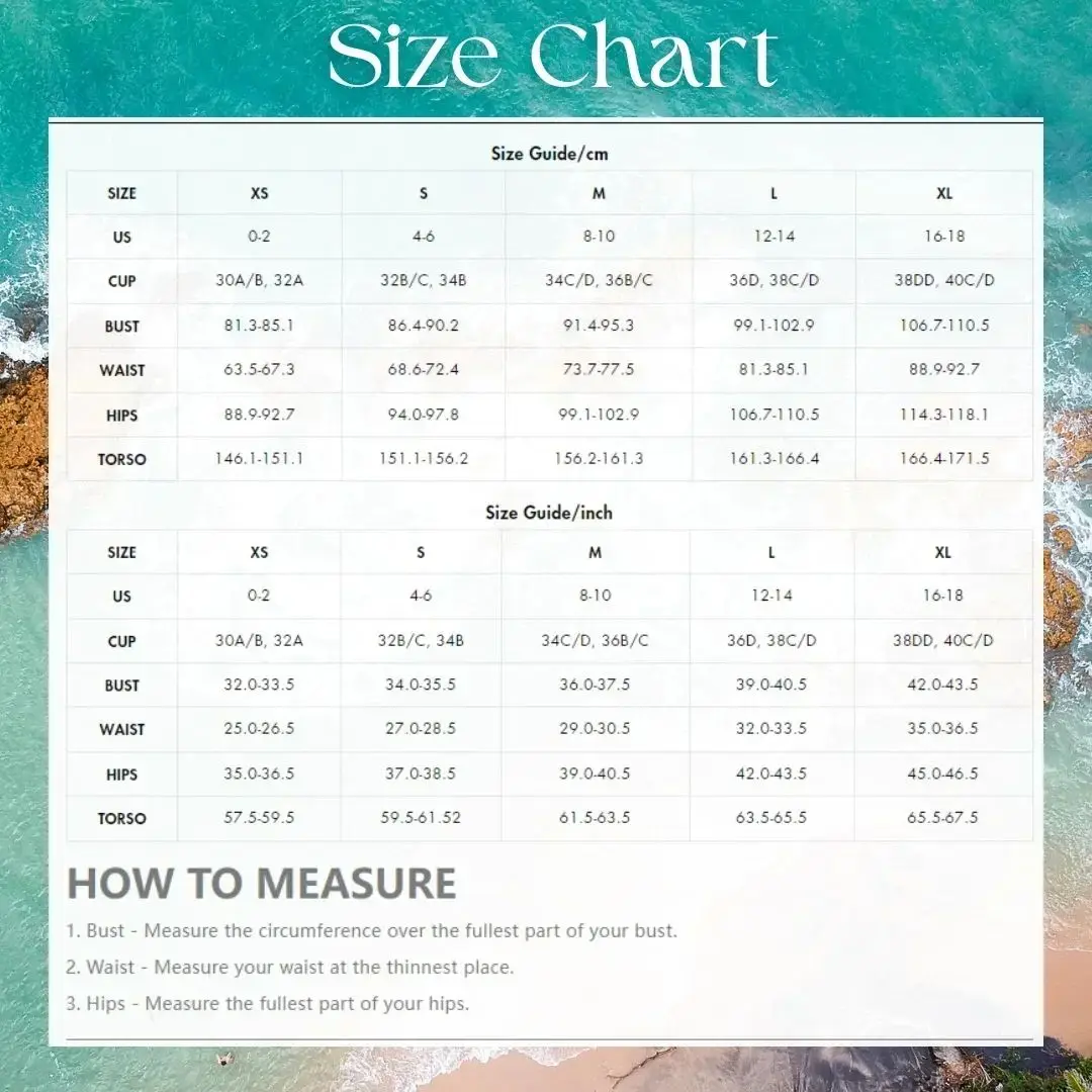 One Piece Swimsuit Women's Swimwear Size Guide Size Chart - Main Image