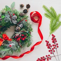 10Pcs Christmas Decoration Artificial Pine Branches Holly Berries Red Berry Branches for Christmas Tree Wreath Gifts Decoration 3