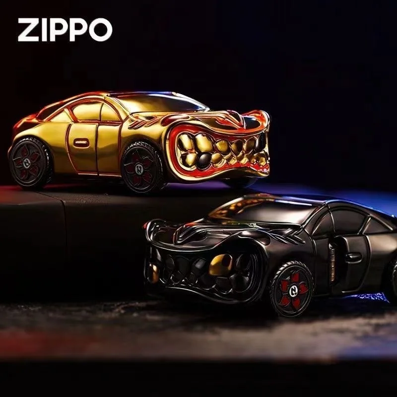 Zippo Lighter Armor Golden And Black Vehicle Racing Car Design Squisito Collezione Antivento In Scatola
