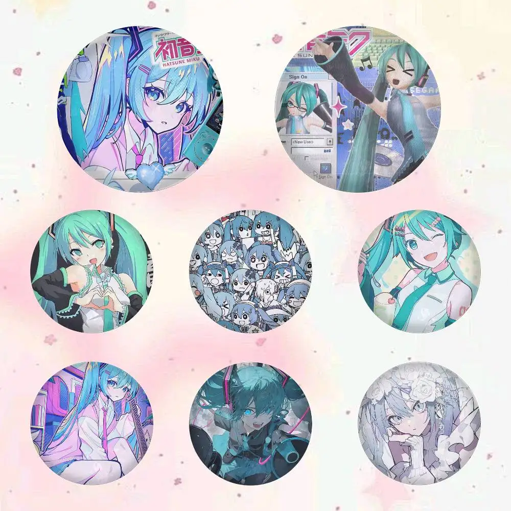 Hatsune Miku Inspired Round Snap-in Brooches - Rock Band Lapel Pins and Badges - Fan Collection Accessories & Handmade Jewelry Gifts