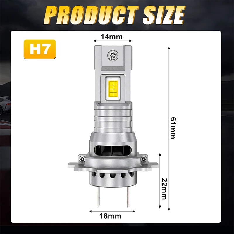 Mini Wireless H7 LED Headlight Bulb - Ultra-Bright 6000K Auto Lamp