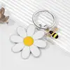Cute White Daisy Keychain Enamel Crystal Bee Metal Keychains Pendant Purse Bag Decoration Women Girls Flower Charm Accessories 1