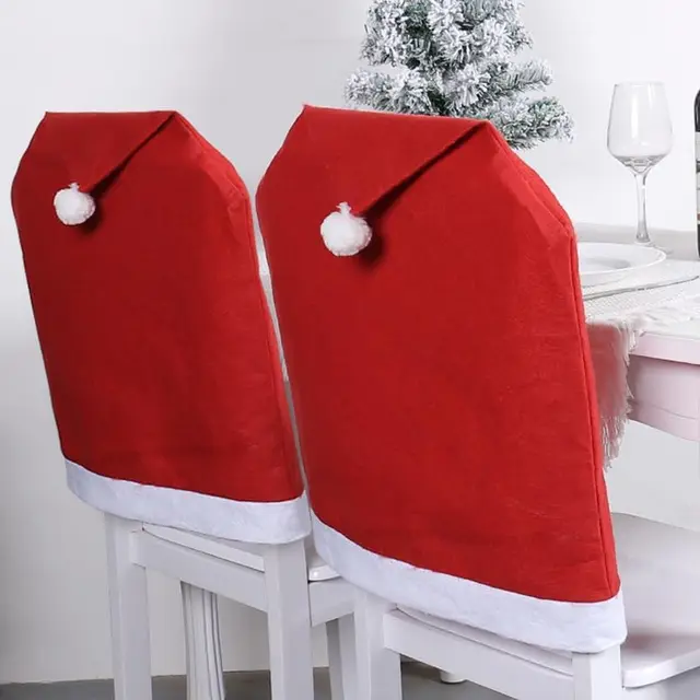 Red Non-Woven Dining Room Chair Cover for Christmas Party and Restaurant Table Decoration 2