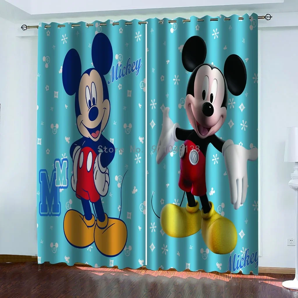 가정 어린이 침실 장식 암막 커튼 디즈니, 미키 미니 마우스, 크리스마스 단열 암막 방 창문 커튼