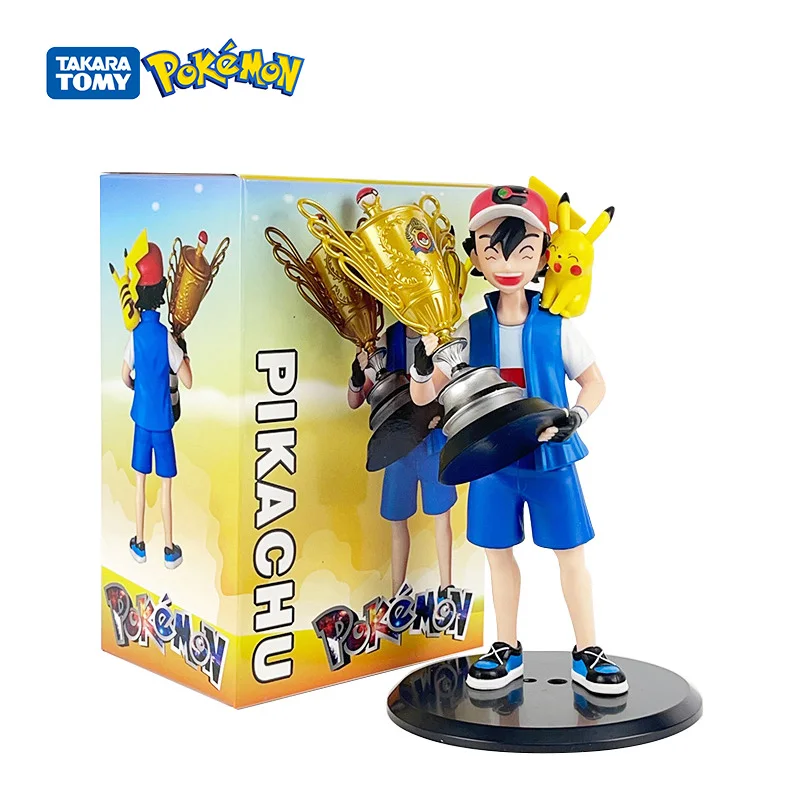 Pokemon Figures Toy Collection Ash Ketchum World Champion Tomy Pocket Monsters Original Pikachu Action Ball Large Big Doll Kids