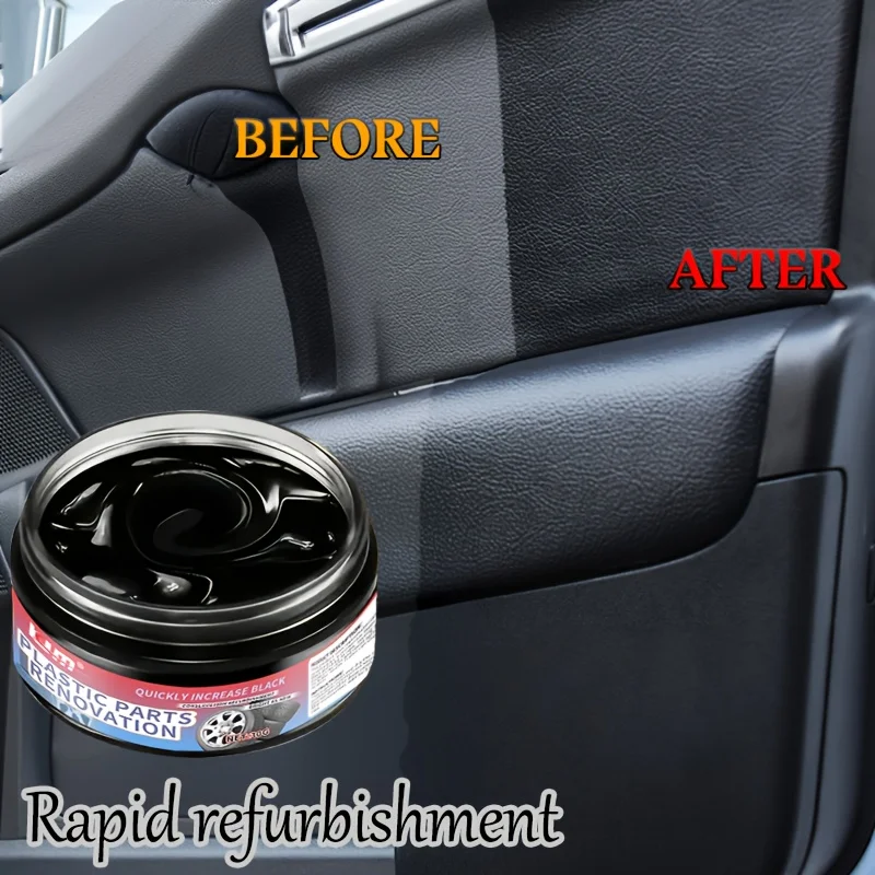 Car Plastic Restorer Plastic Restorer Leather Plastic Repair Wax Plastic Renovate Wax-Blackening & Brightening Agent for Car Interiors & Exteriors Tire Repair Maintenance Cream Rubber