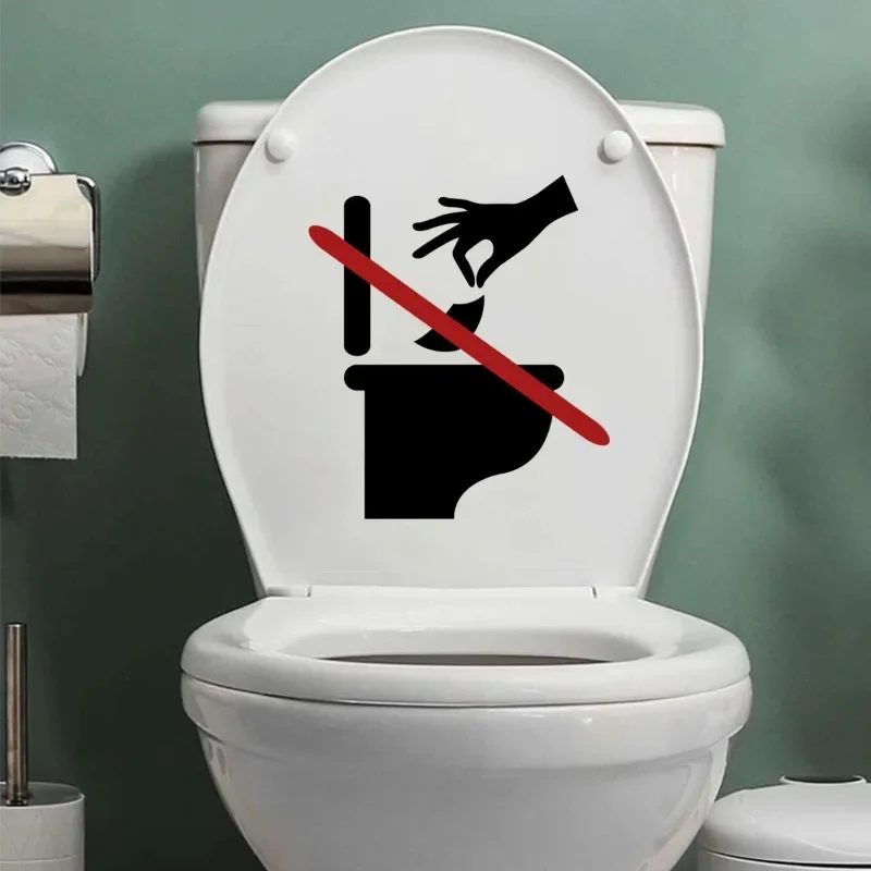 Toilet Stickers Warning Signs Prohibition of Paper Towels Toilet Bathroom Decoration Self-adhesive Wall Stickers
