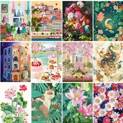 PhotoCustom Pictures By Numbers Flower Scenery Frame Painting By Numbers Landscape On Canvas DIY Home Decoration DIY Gift
