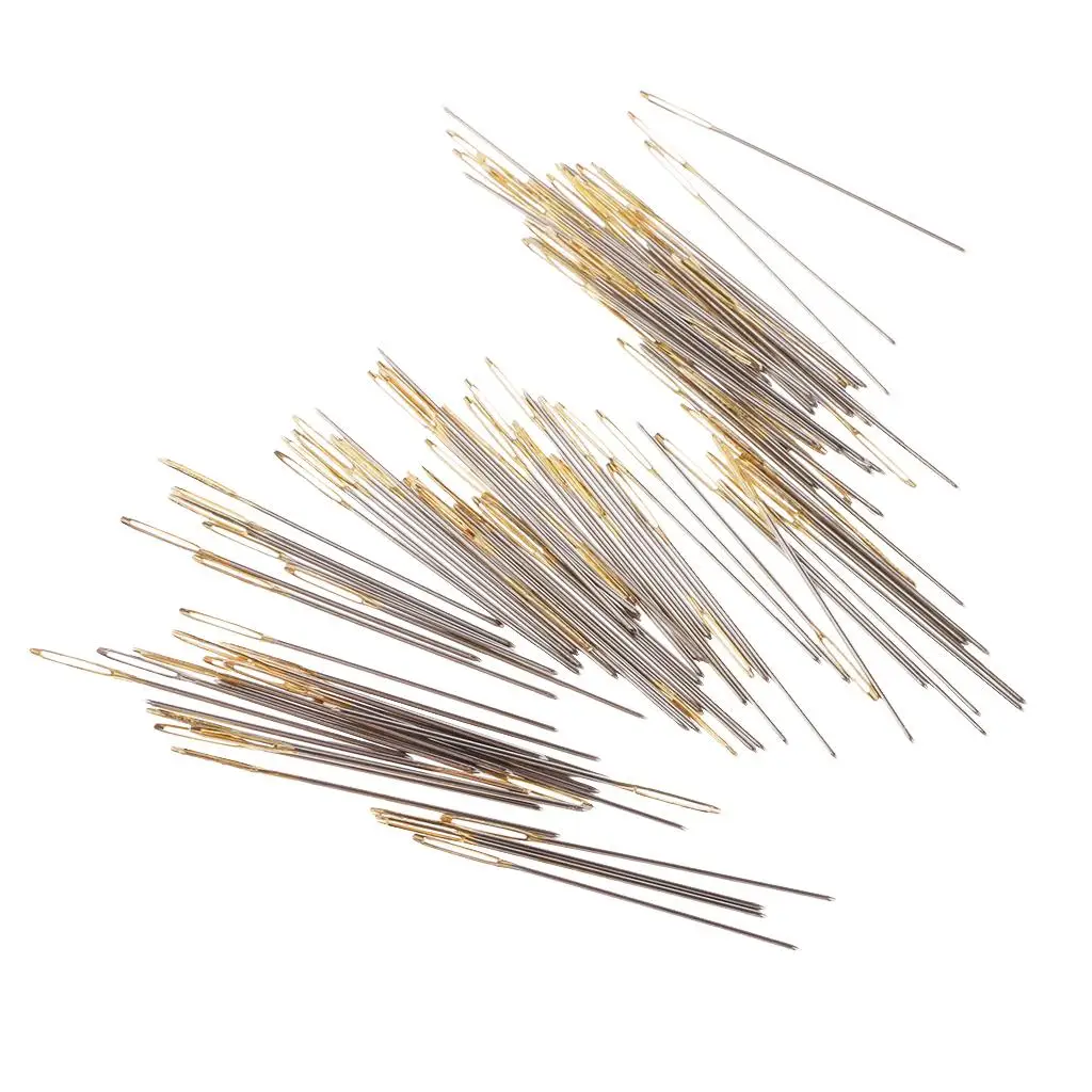 Large-Eye Blunt Needles Yarn Knitting Needles Sewing Cross Stitch Size 26 100 Pieces Golden Tail sewing needles
