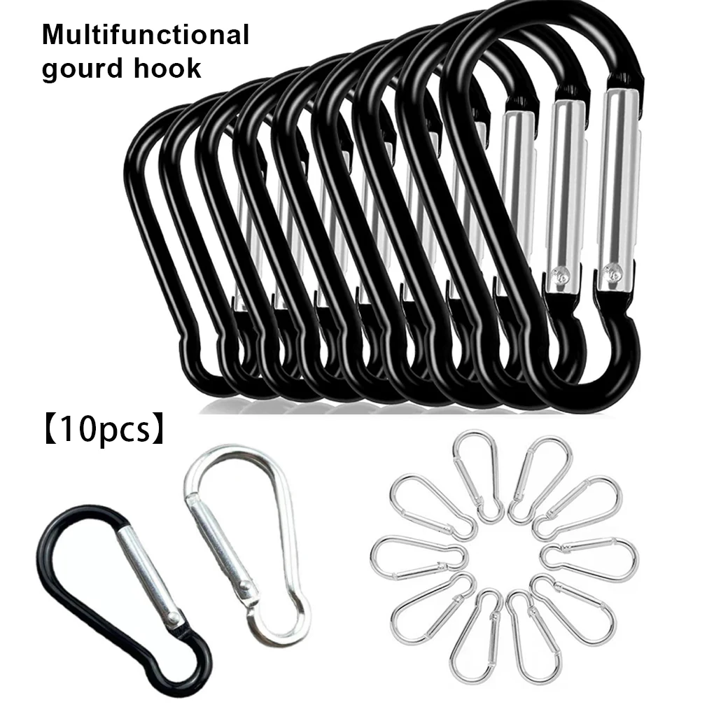 

10 Pieces Locking Carabiner Keychain Hanging Buckle Portable Outdoor Sports Backpacking Camping Climbing Hook Black