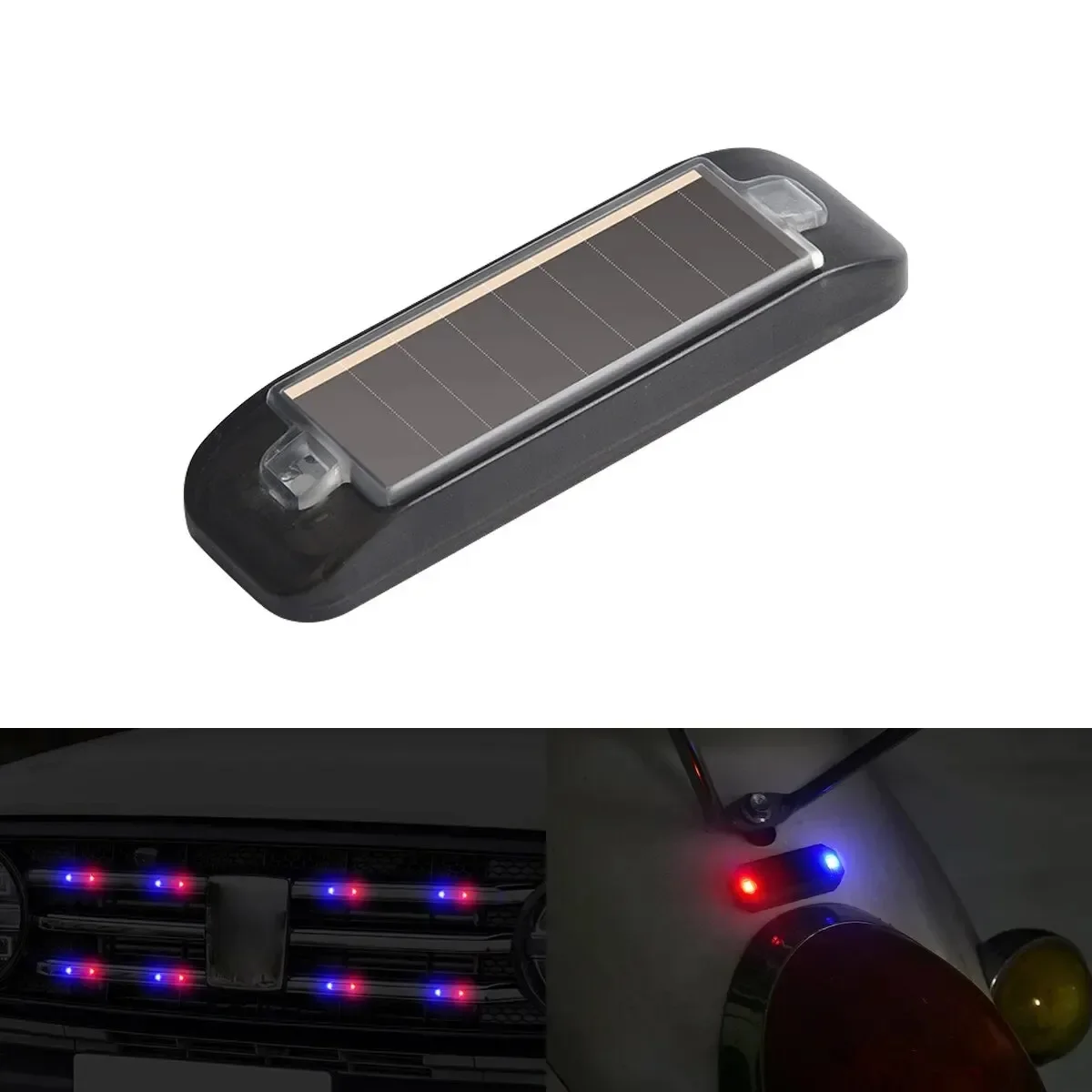 Strobe Light Solar Power Warning LED Flashlight Indicator for Car Motorcycles