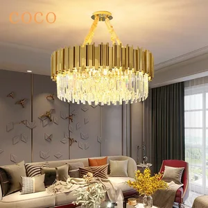 Nordic Simple Personality Sparkling Chrome Gold Crystal Lighting Beautiful Chandelier Lamps, Art Deco Chandelier in Hotel Lobby