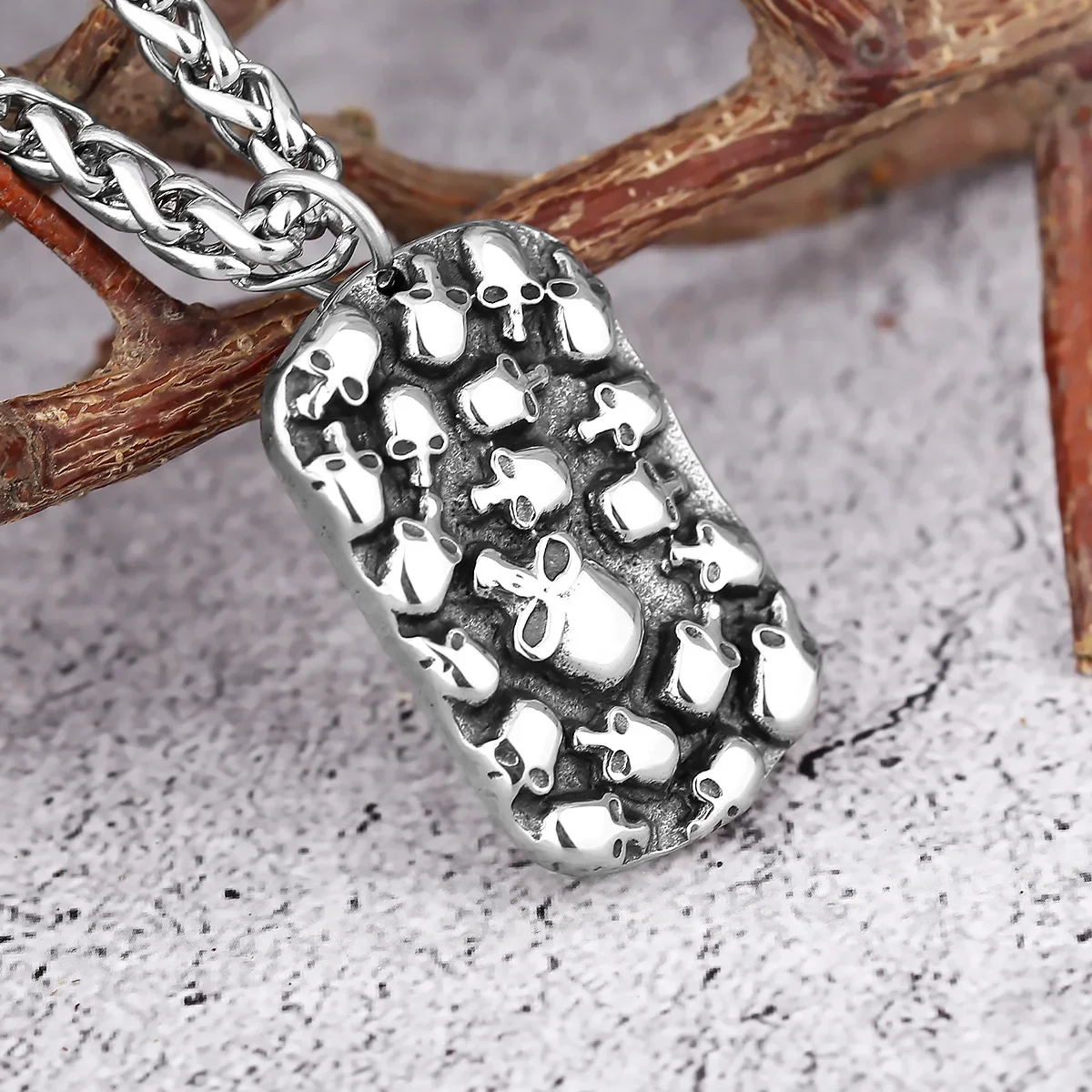 

Skeleton Square Stainless Steel Hip Hop Street Pendant Necklace Men's Punk Stainless Steel Jewelry