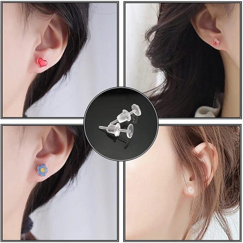 50 Pairs Plastic Clear Earrings For Sports Clear Ear Stud Work Invisible  Earrings Retainers Pierced Ear Protector Earnut - Jewelry Findings &  Components - AliExpress