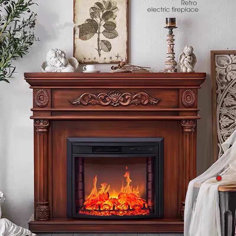 

American Fireplace Living Room Curio Cabinet Simulation 3D Flame Electronic Fireplace Heater Air Heater Indoor Home Villa