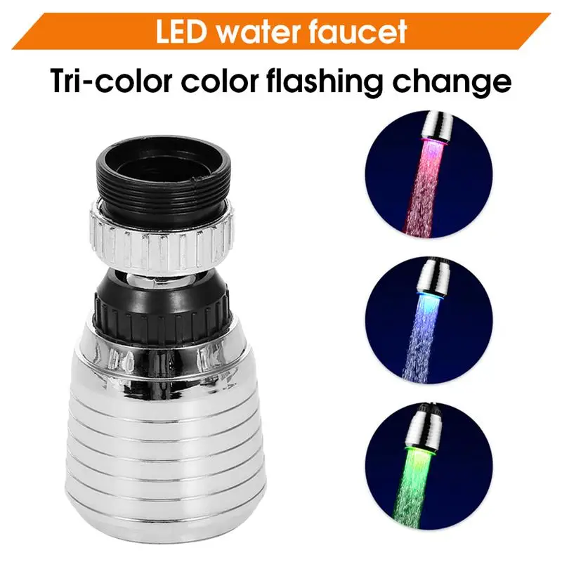 LEDLightingWaterFaucetRGBColorChangingTapShowerHead360Degree