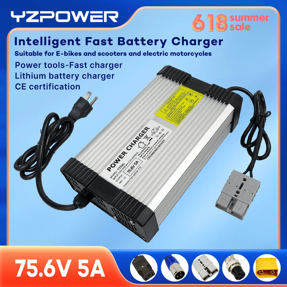 

YZPOWER 75.6V 5A Lithium Battery Charger for 66.6V Li-ion Polymer Scooter With CE ROHS 100V - 240V AC