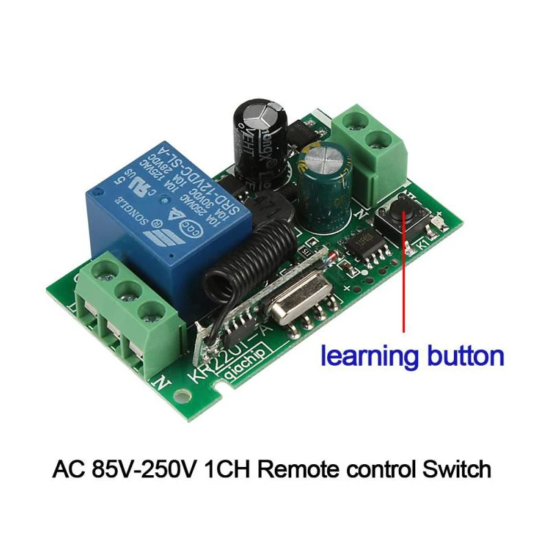 GERMA AC 250V 110V 220V 1CH 433Mhz 차고 문 게이트 모터 용 범용 무선 원격 제어 스위치 릴레이 모듈 수신기