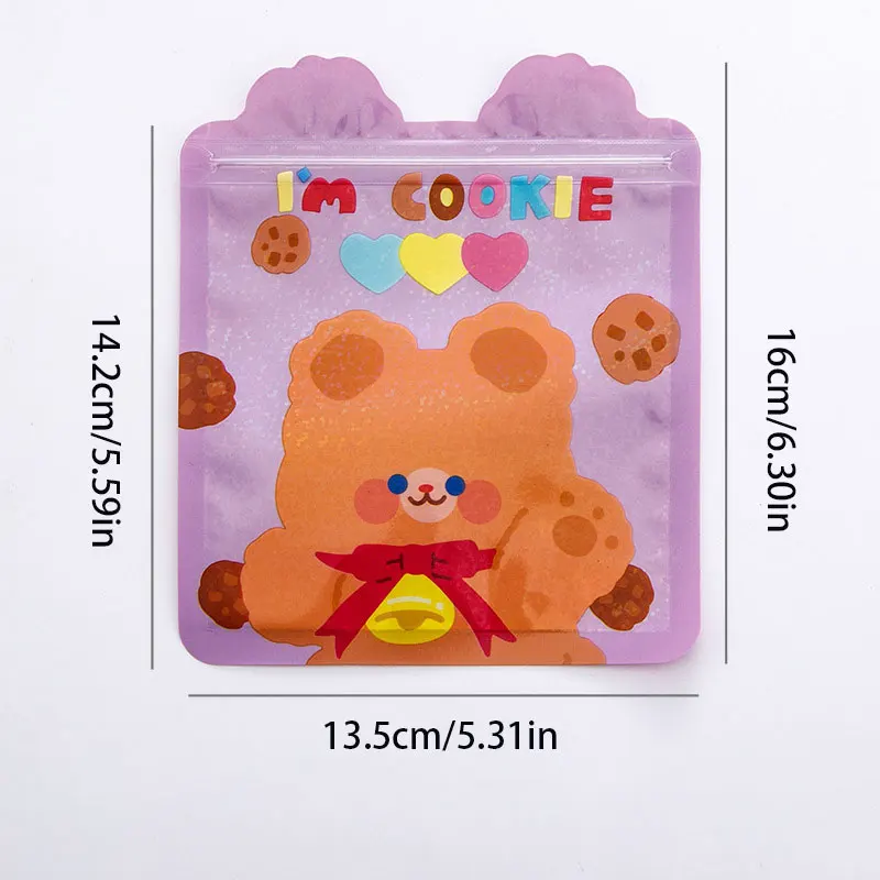 4pcs Cute Cartoon Pattern Zip Lock Candy Cookie Bags Waterproof Resealable Food Grade Reusable Self Sealing Bag for candy cookie bags