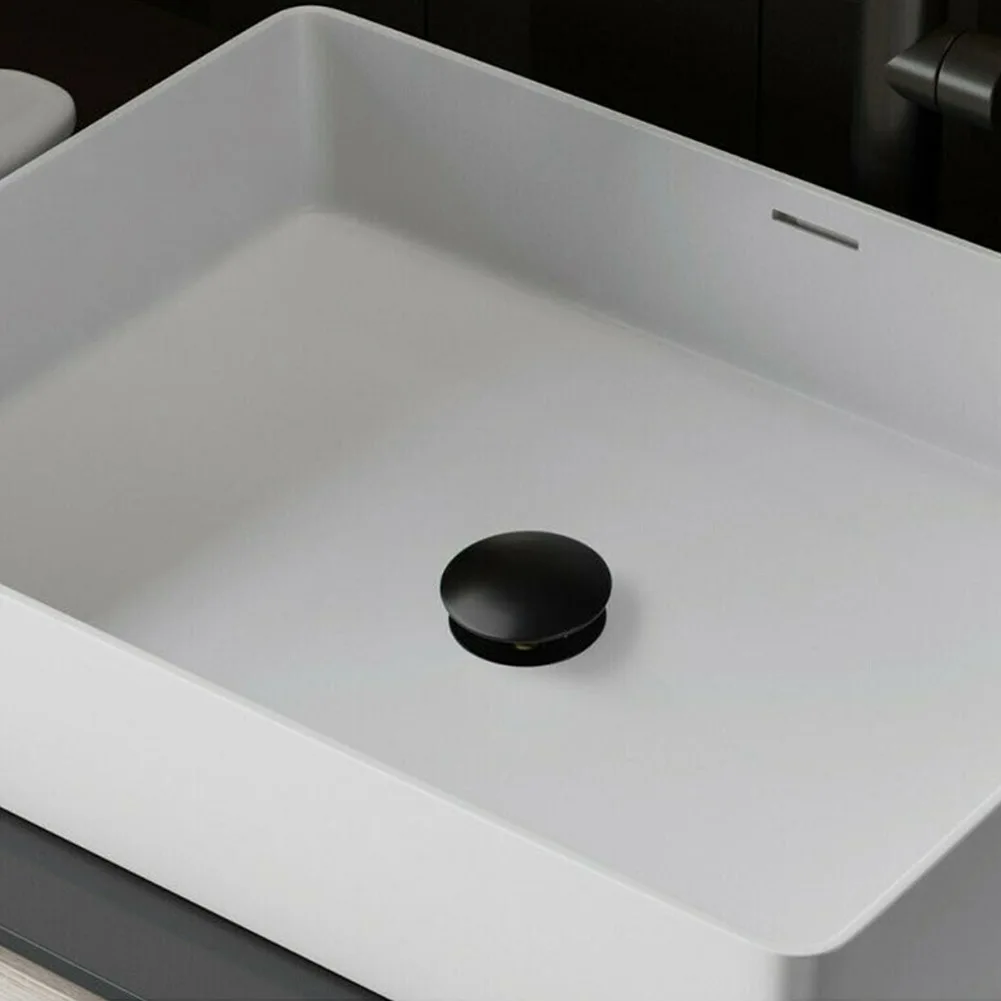 Plug Stopper Basin Waste Pop Up Bathroom Sink Push Button Click Clack 66mm Brass Matte Black M8 For Basins Bathtubs Kitchen Accessories