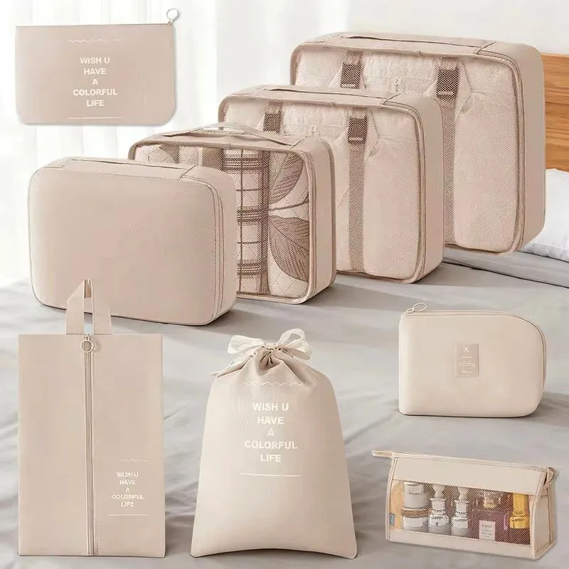 Travel Storage Bags 7/8/9-piece Set Digital Toiletries Shoes Clothes Organizer bag Suitcase Clothes Tidy Pouch Packing Cubes Set