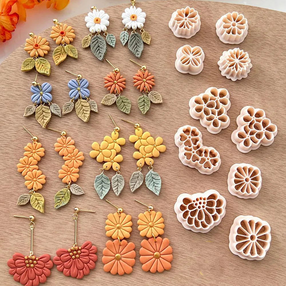 Polymer Clay Cutters Mold Pottery Ceramic Mini Spring Flower Stamps Crafts Diy Creative Jewelry Earring Making Decor Suppli Tool