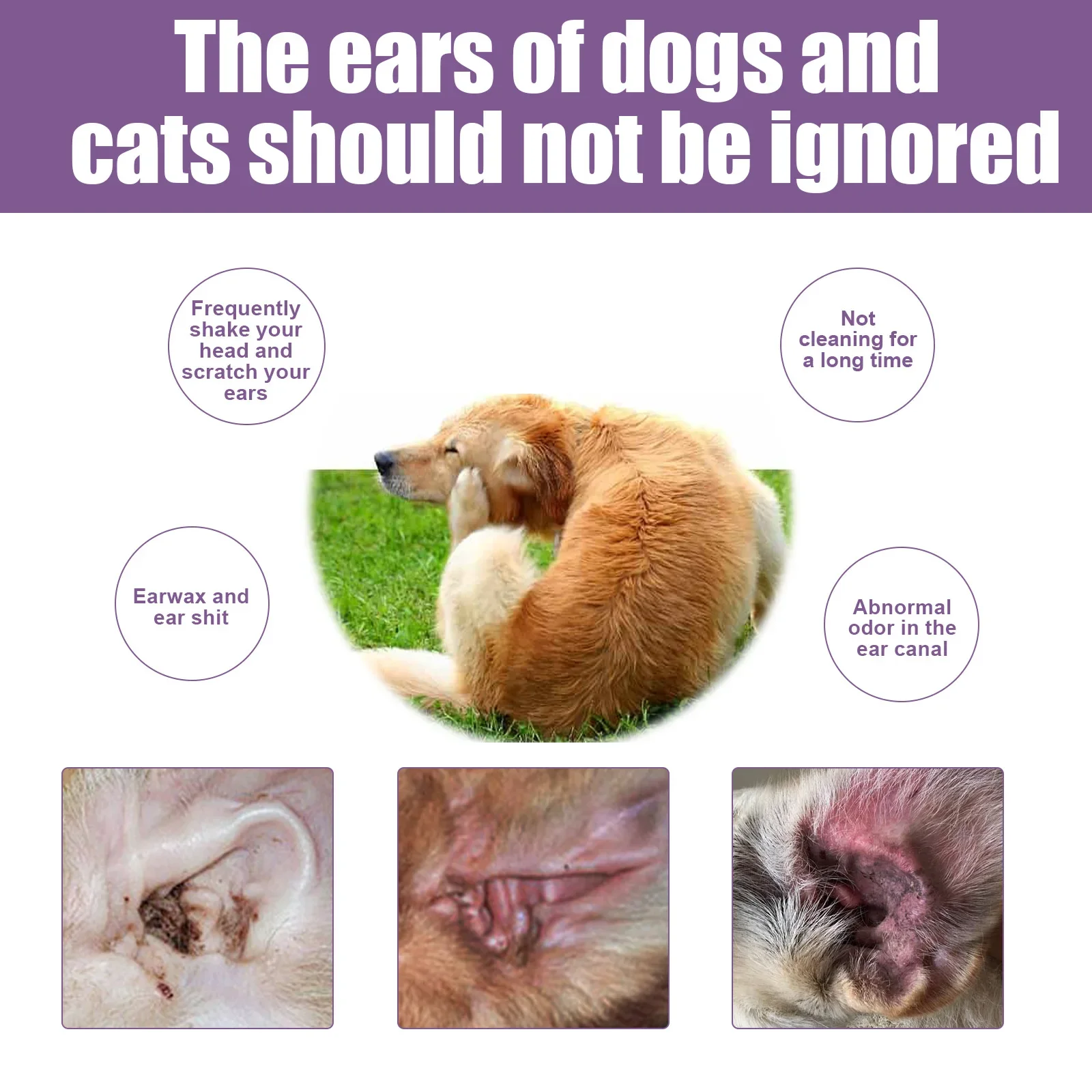 Yegbong Pet Ear Cleaner, Cat and Dog Cleaning Earwax Relieving Ear Canal Odor Wash Drops