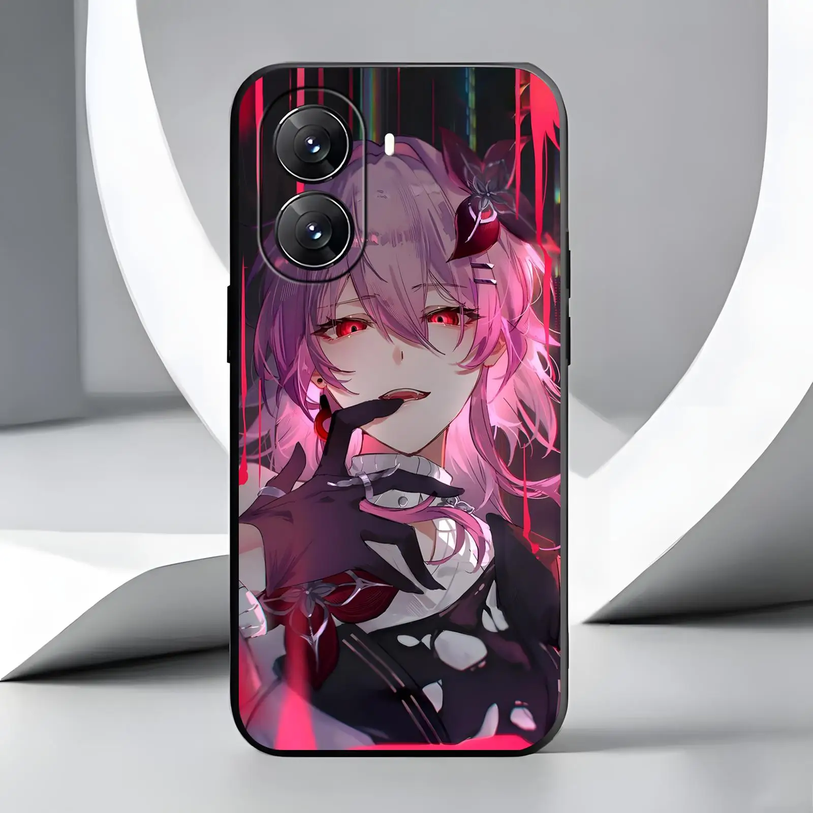 Stylish Black Shockproof Phone Case with Honkai Star Rail Cerydra Design