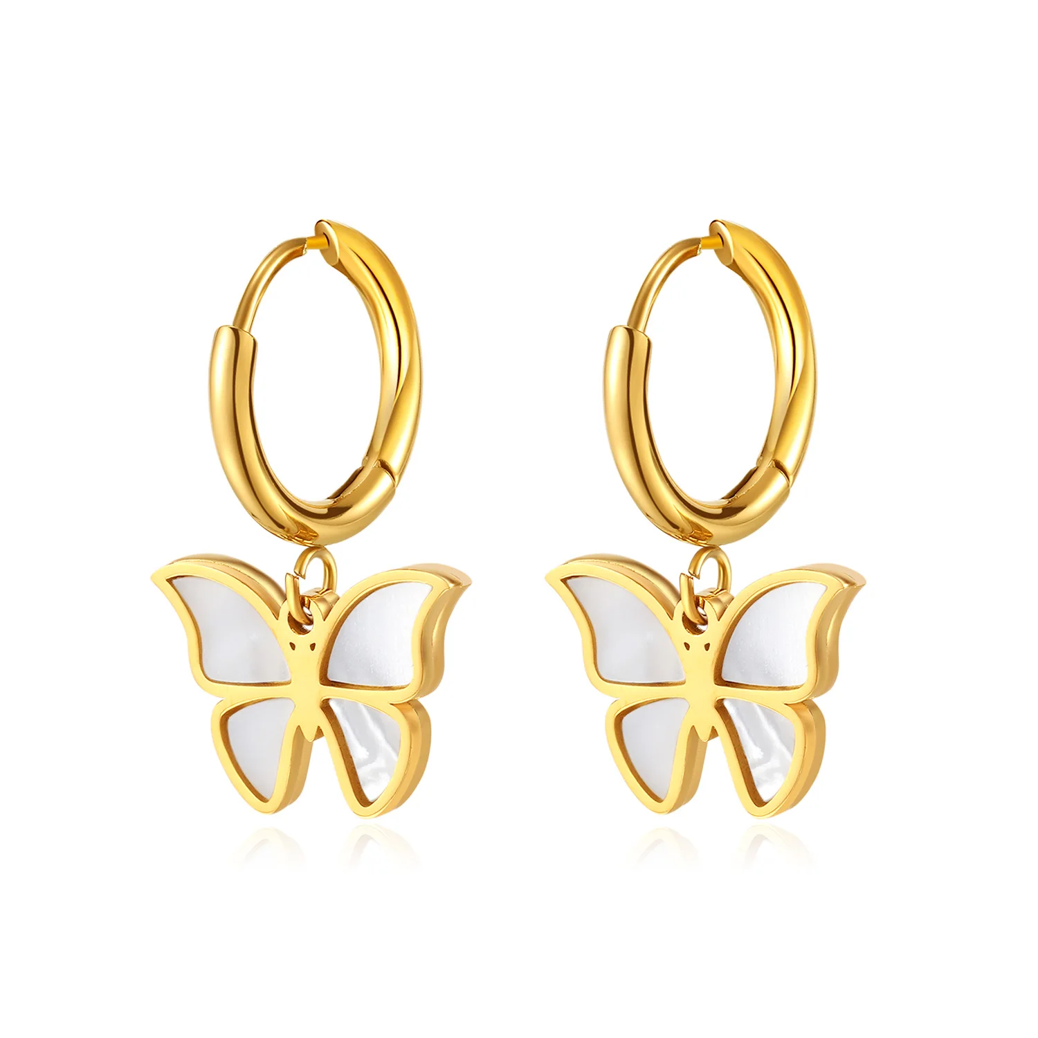 

Модные золотые серьги-бабочки из нержавеющей стали с белым жемчугом для женщин и девушек Подарок на Рождество