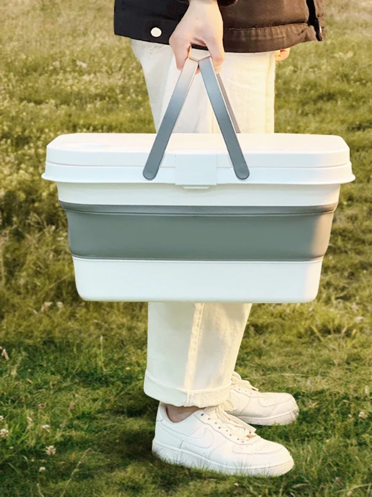 Outdoor Portable Camping Folding Storage Box Multi-functional Picnic Basket Camping Box Can Be Used As A Table for Sailor Basket