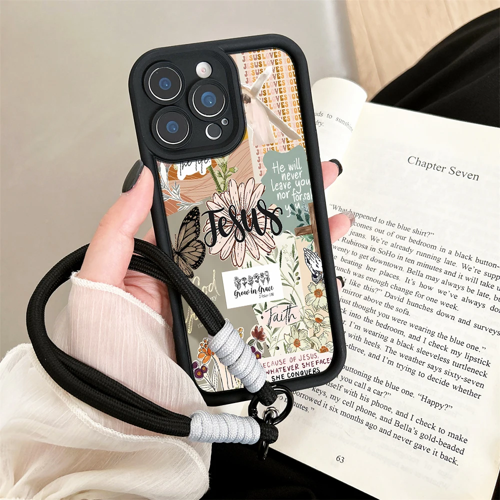 Jesus Collage Christian Phone Case with Lanyard Cover
