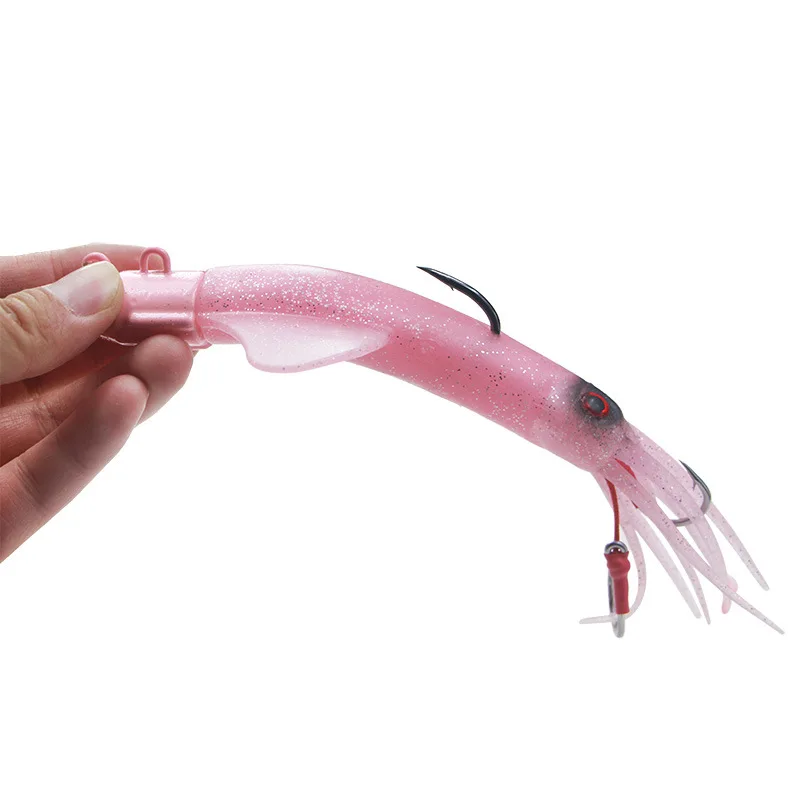 AS-Soft Lure Squid Saias Isca, Borracha de PVC Artificial, Trolling, Polvo, Barco, Pesca Marítima, 21cm, 120g