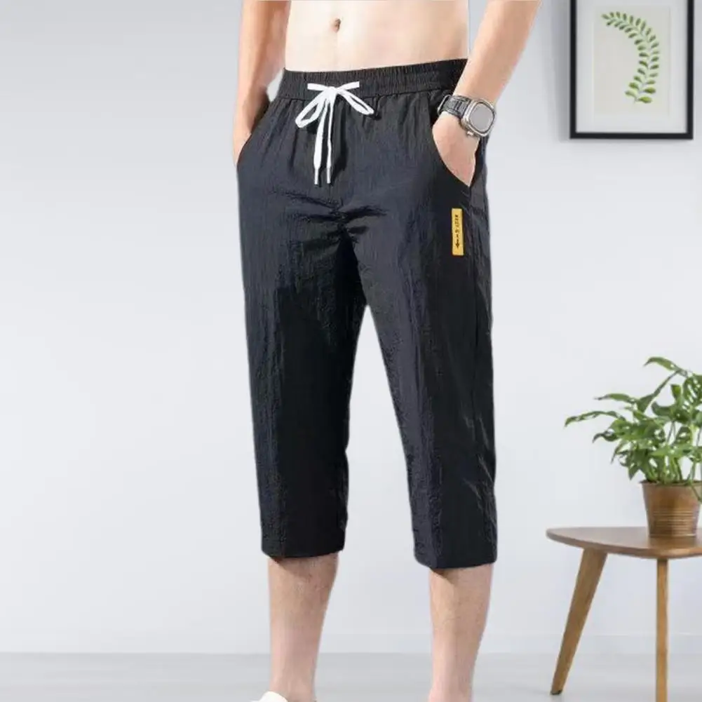 

Stylish Summer Sweatpants Soft Fabric Casual Long Stretchy Waist Men Cropped Pants