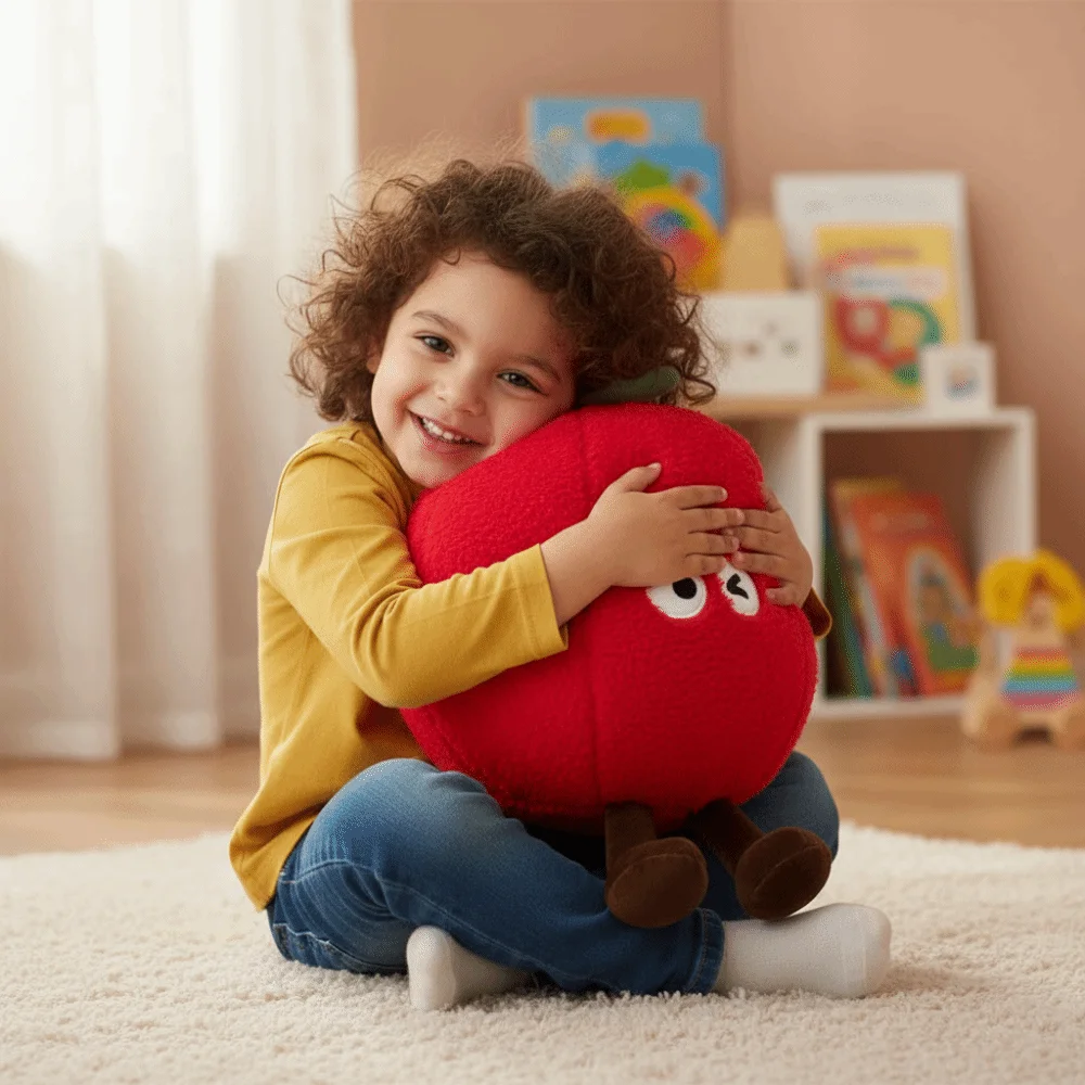 부드러운 소재 체리 베개 포근한 질감 사람 모양의 인형 쿠션 귀여운 디자인 다리 포함 체리 펜던트