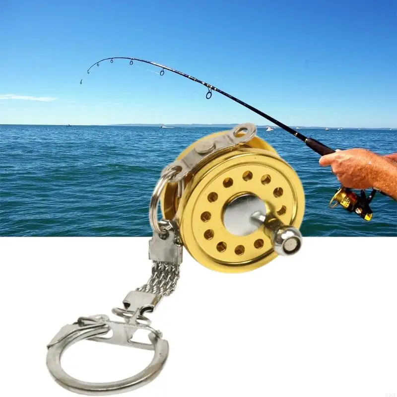 340F Mini Aluminum Alloy Reel Keychain Small Fishing Tackle Fishing Reel Keychain