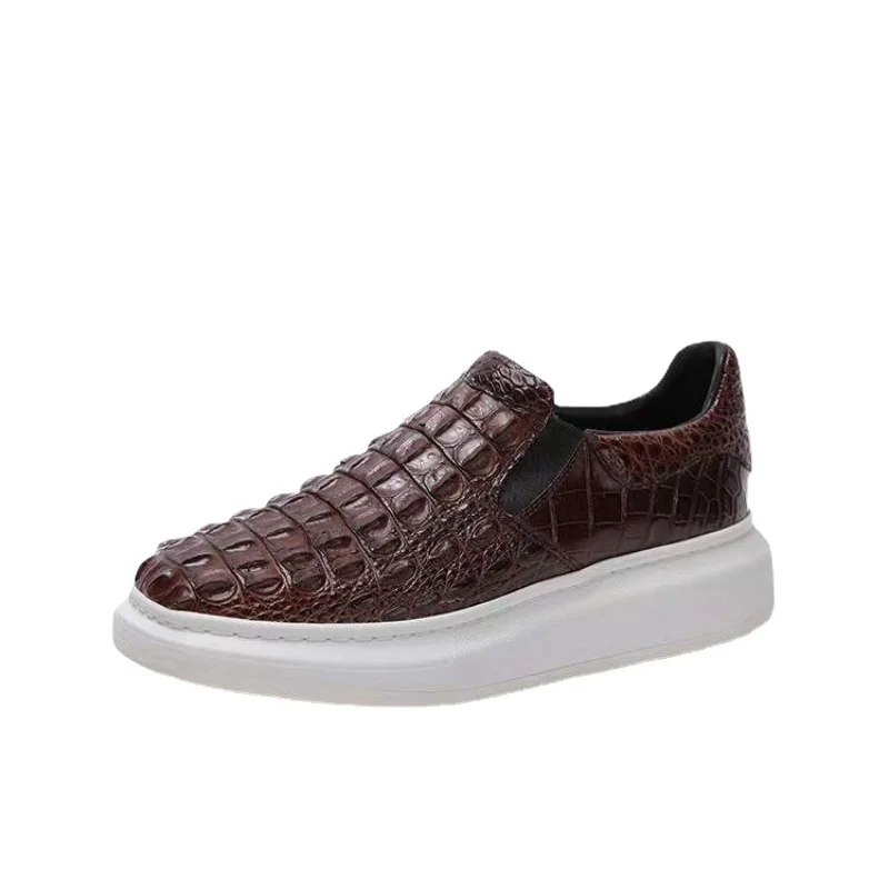 

Crocodile Skin Men Shoes Fashion Sneakers Comfortable Breathable Belly Leather Sewing Casual Shoes High-grade Leather Shoes Men