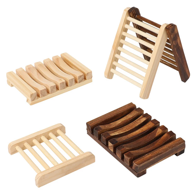 

1pc Portable Wooden Natural Soap Dishes Tray Holder Storage Soaps Rack Plate Box Container Bathroom Accessories