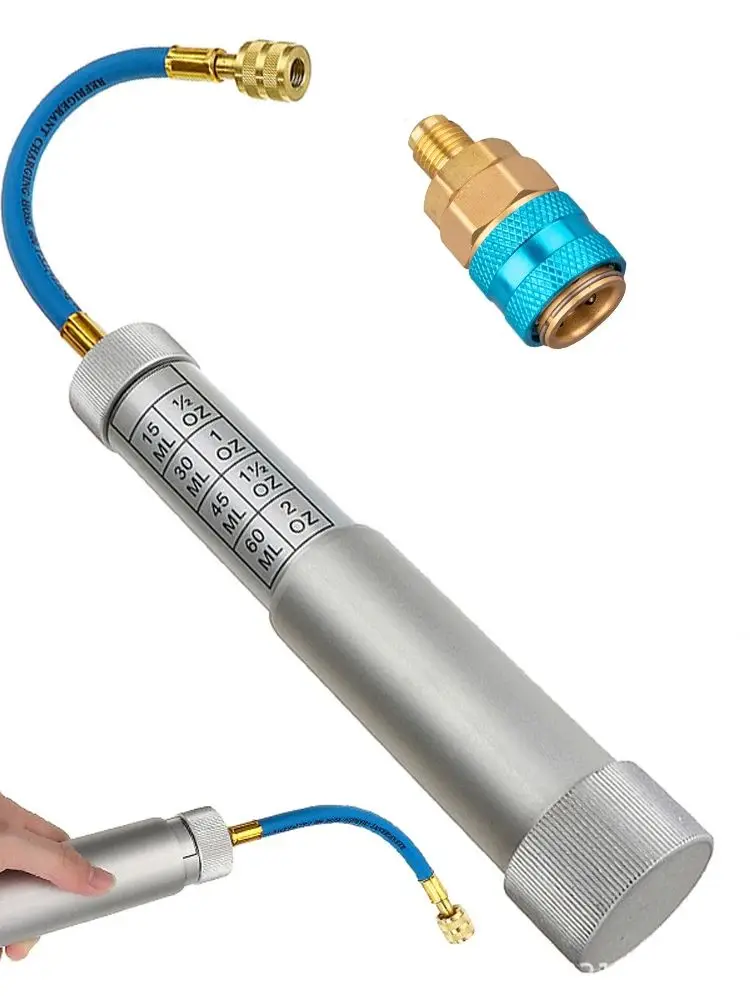 Car Interior Oil Dye Injector AC Adapter Hand Turn Filler Injection Tool Car Auto Oil Dye Injector Adapter UV03QC12L R134A 2 OZ
