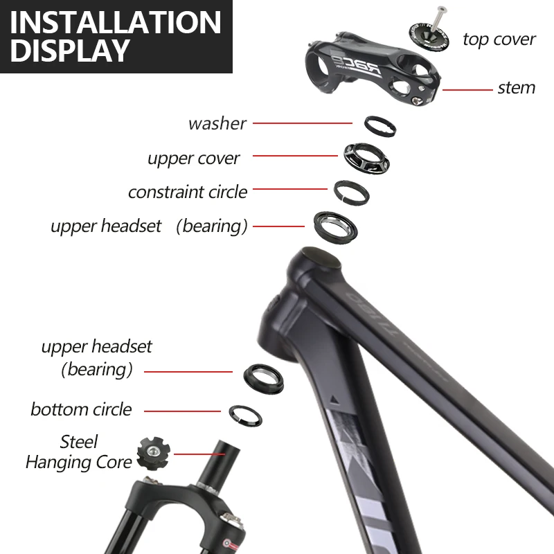 Description Picture 5 of itemHASSNS Headset Mtb Steering Box 44mm Headset Bicycle Steering Bearings 1 1/8 Integrated Mountain Bike Head Set Cycling With Cap