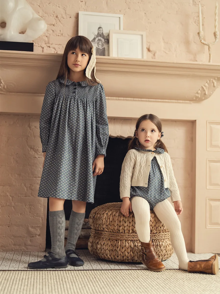 Blue Shabbos Collection: Soft Wool Knitted Family Matching Outfits in 100% Cotton with Grid Pattern