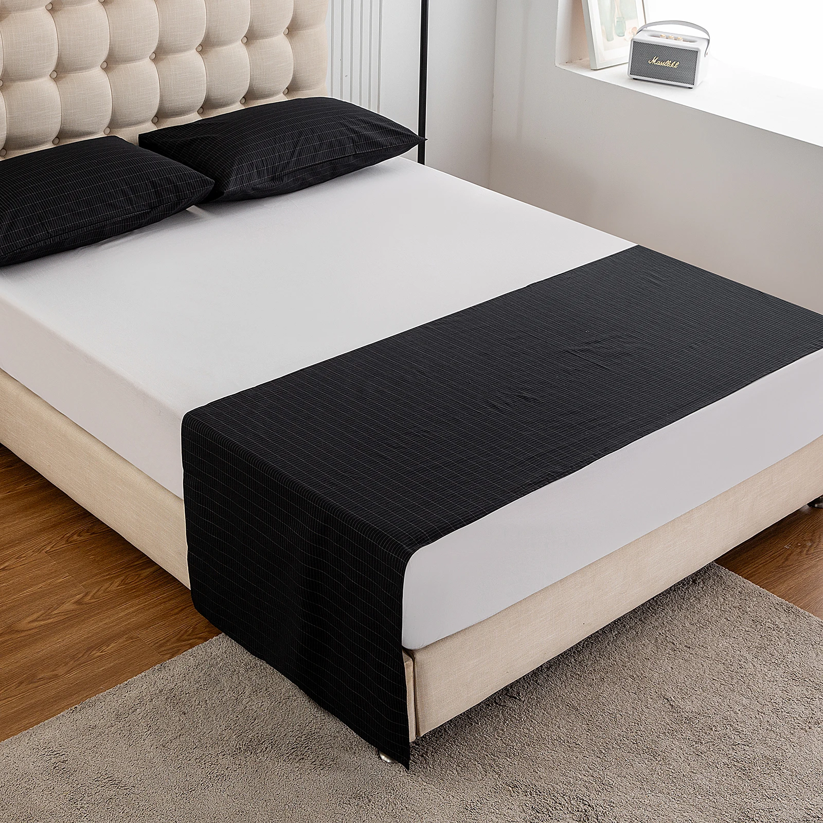 Sleep better Cotton Black Silver Half bed Sheet Antimicrobial Fabric Conductive Grounding earthing sleep - Image 2