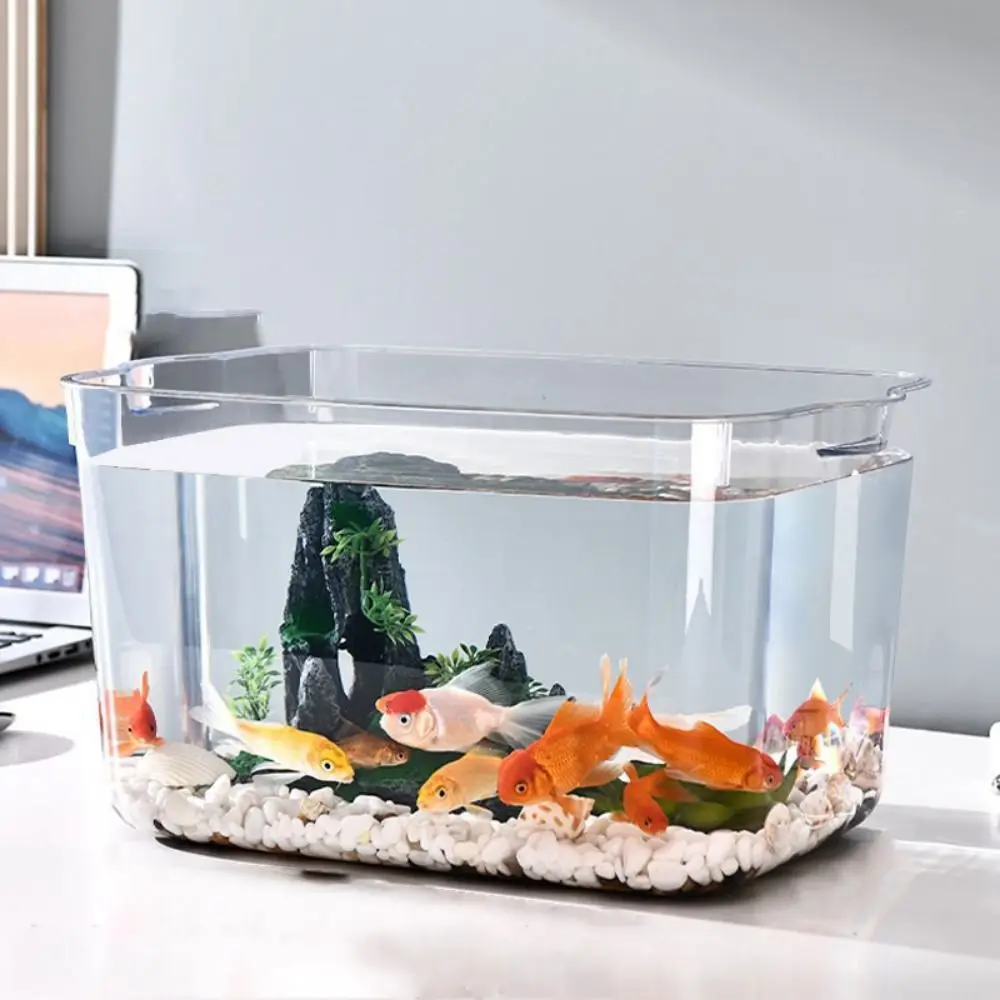 Transparent Explosion-proof Plastic Fish Tank Fall Prevention Water Plant Tank Mobile Small Fish PET