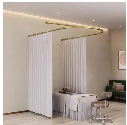 Description Picture 4 of itemBeauty salon partition curtain Wrought iron U-shaped curtain rod health treatment bed Beauty bed compartment pull curtain curtai