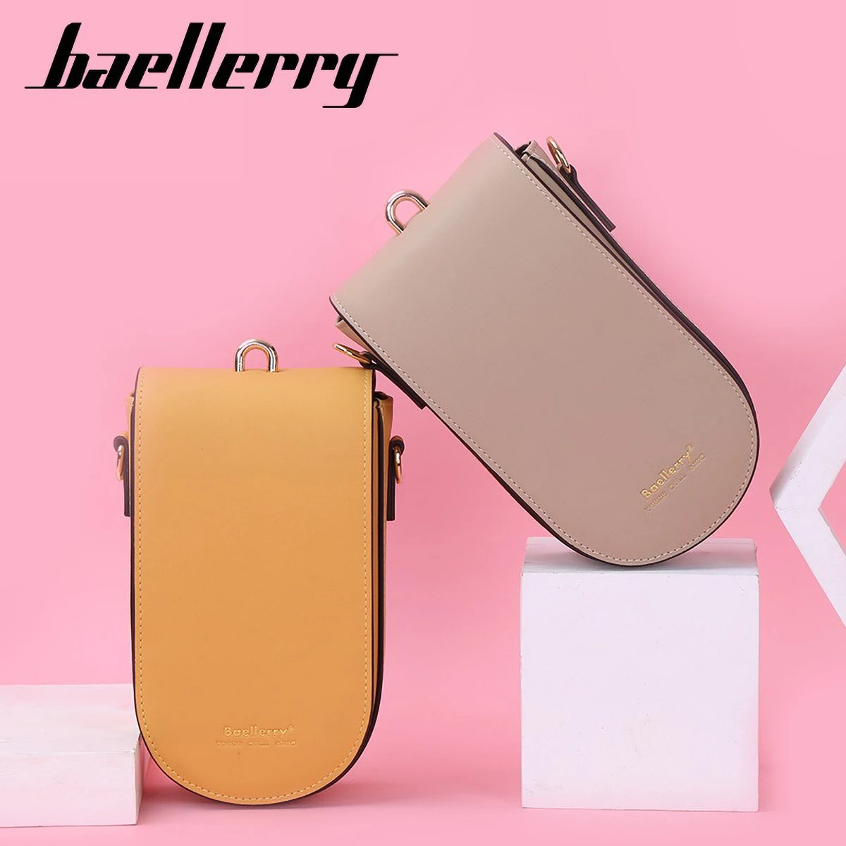 Baellerry Minimalist Crossbody Phone Bag 2025, PU Leather Sling Bag with 6 Card Slots & Zipper Pocket for Daily Essentials
