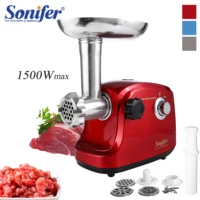 Sonifer Meat Grinder  .High quality cutting blade .3 pcs metal discs,fine,medium and coarse .Aluminum meat filling pan 1